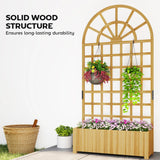 Outsunny Wooden Raised Planter with Trellis, Raised Bed for Garden with Lattice and Drainage Holes for Climbing Plants