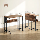 HOMCOM 80 cm Drop Leaf Writing Work Desk - Rustic Brown