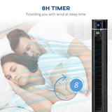 HOMCOM 42" Anion Tower Fan Cooling for Bedroom with 3 Speed, 3 Modes, 8h Timer, Oscillating, LED Panel, Remote Controller, Black