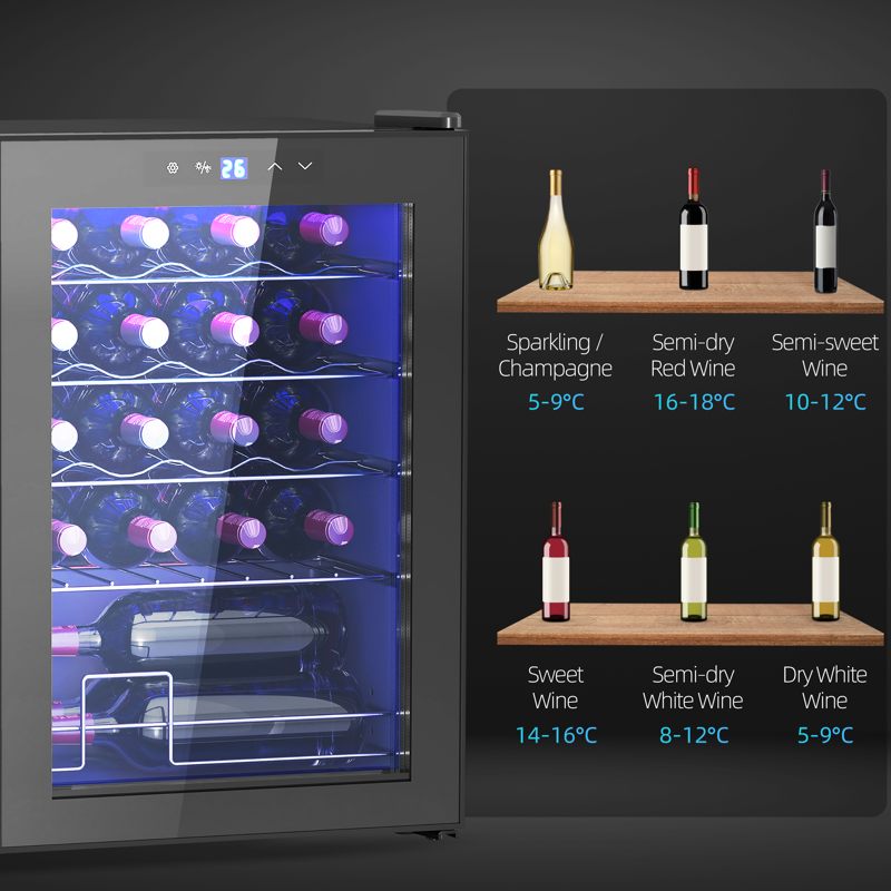 HOMCOM 20 Bottle 5-18℃ Countertop Wine Fridge - Black