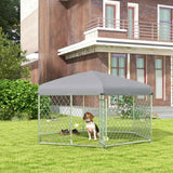 PawHut Dog Kennel and Run with Lockable Door, for Garden, Patio, Terrace, Large Dogs, 2.1 x 1.85 x 1.5m