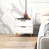 HOMCOM Elegant Two-Drawer Bedside Table Set of 2 - White