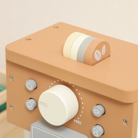 AIYAPLAY Kids Wooden Coffee Machine Toy, Pretend Play Kitchen Accessories Gift for Boys and Girls Ages 3+