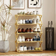 HOMCOM Five-Tier Folding Bamboo Shoe Rack - Natural Finish