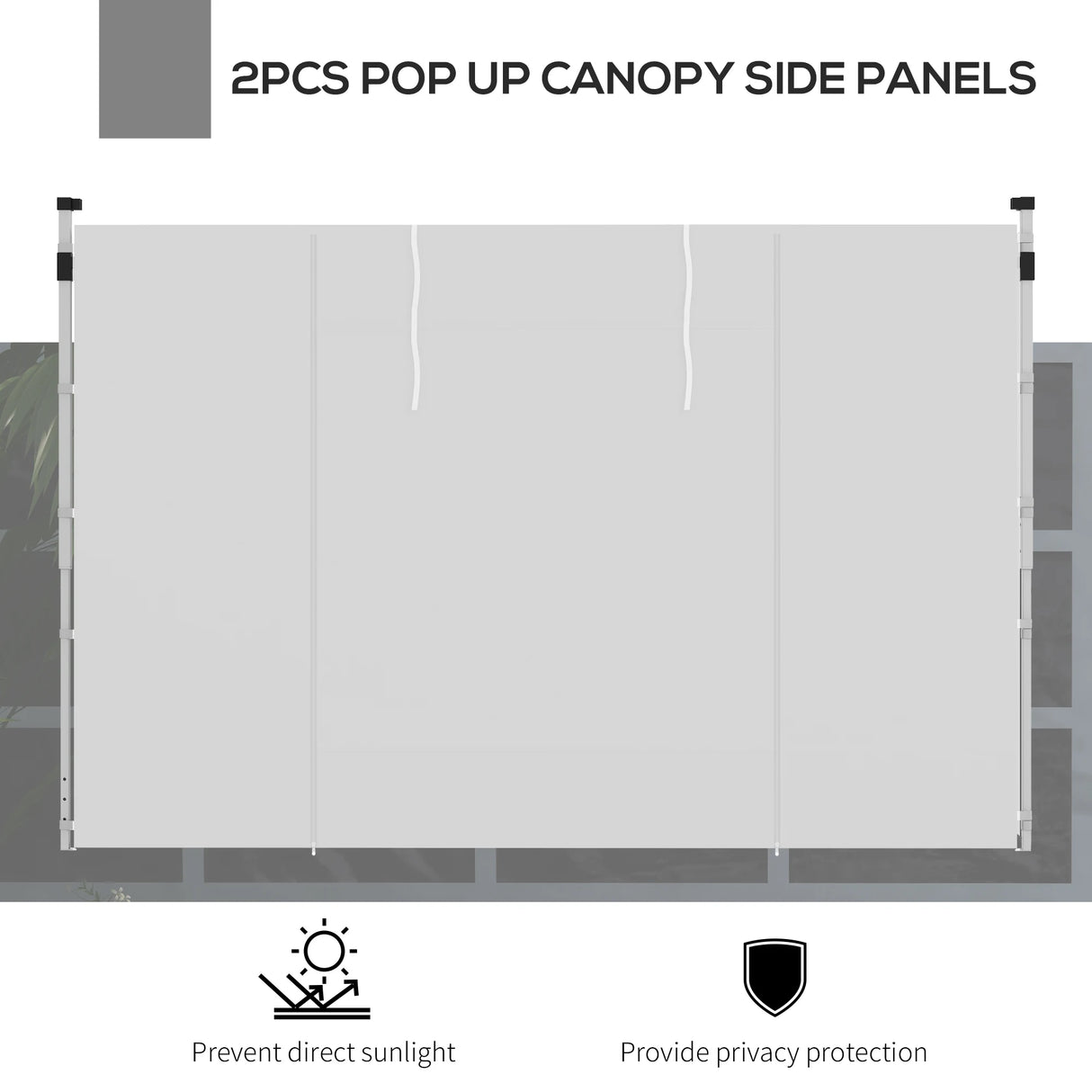 Outsunny Gazebo Side Panels, 2 Pack Sides Replacement, for 3x3(m) or 3x6m Pop Up Gazebo, with Windows and Doors, White