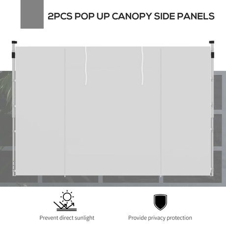 Outsunny Gazebo Side Panels, 2 Pack Sides Replacement, for 3x3(m) or 3x6m Pop Up Gazebo, with Windows and Doors, White