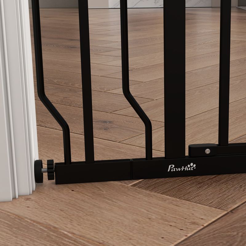 PawHut Wide Dog Safety Gate, with Door Pressure, for Doorways, Hallways, Staircases - Black