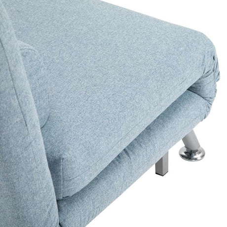 HOMCOM Linen Single Chair Bed, 3-in-1 Convertible Sleeper Chair with Adjustable Backrest, Pillow, for Living Room, Bedroom, Sky Blue