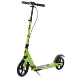 HOMCOM Kick Scooter, Folding 2 Wheel Scooter for 14+ Teens Adults, with Dual Brake System, Dual Suspension, 230mm Big Wheels, 3 Adjustable Handlebar, up to 100KG, Green