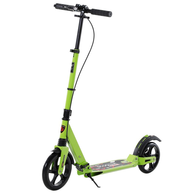 HOMCOM Kick Scooter, Folding 2 Wheel Scooter for 14+ Teens Adults, with Dual Brake System, Dual Suspension, 230mm Big Wheels, 3 Adjustable Handlebar, up to 100KG, Green