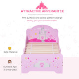 HOMCOM Kids Bed Princess Castle Theme w/ Side Rails Slats Home Furniture for 3 - 6 Yrs Pink 143 x 73 x 60 cm