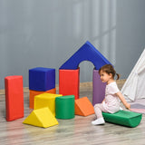 HOMCOM 11-Piece Soft Play Set Kids Foam Blocks, Toys for Climb and Crawl, Multicoloured