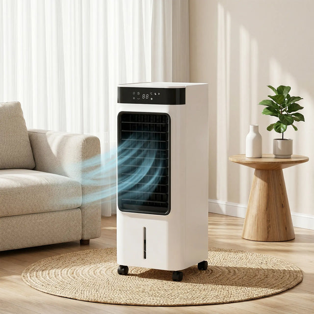 HOMCOM Portable Air Cooler, 3-In-1 Evaporative Air Cooler with 7 Litre Water Tank, 48 Oscillation, White