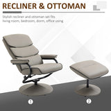 HOMCOM Recliner Chair with Ottoman 360 Swivel Faux Leather High Back Armchair w/ Footrest Stool for Home Office