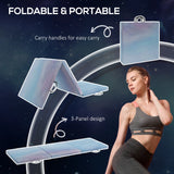 HOMCOM 6FT Foldable Gymnastics Mat, Tri-Fold 2" Thick Crash Mat with Carry Strap Handles for Home Training, Sky Blue