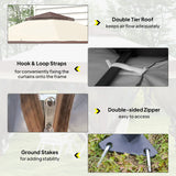 Outsunny 3.6 x 3.6 m Pop up Gazebo with Netting, Height Adjustable Party Tent Instant Canopy Sun Shade Shelter, Khaki