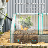 Outsunny Metal Planter Box with Cover, Raised Garden Bed with Greenhouse, for Herbs and Vegetables, White and Dark Grey