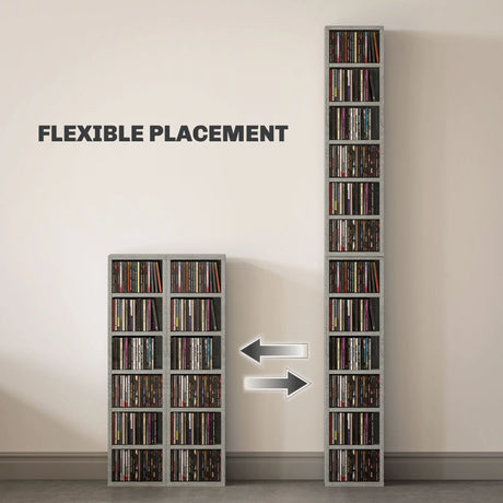 HOMCOM Set of Two 102 CD Storage Units - Cement Grey