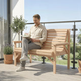 Outsunny 2 Seater Wooden Garden Bench, Slatted Patio Bench with Armrest and Backrest, Outdoor Furniture for Indoor, Balcony