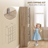 HOMCOM Multi-Storage Kitchen Cabinet, with Glass Doors - Grey Wood-Effect