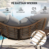 Outsunny Indoor Outdoor Rocking Chair, Oversized Rocking Egg Chair with Cushion for Living Room, Garden, Patio, Grey