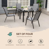 Outsunny Set of Four Stackable Mesh Seat Chairs - Dark Grey