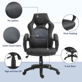 Vinsetto Office Chair Faux Leather Swivel Computer Desk Chair for Home Office with Wheels Armrests Black