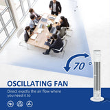 HOMCOM 30'' Freestanding Tower Fan, 3 Speed 3 Mode, 10h Timer, 70 Degree Oscillation, LED Light, 5M Remote Controller, White