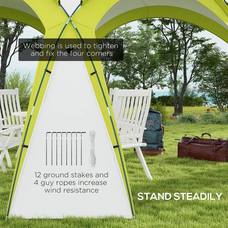 Outsunny 3.5 x 3.5M Camping Gazebo, Outdoor Event Shelter Dome Tent Garden Sun Shelter Patio Spire Arc Pavilion Camp Sun Shade Tent for 6-8 Person, Green