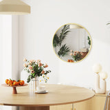 HOMCOM 61cm Decorative Wall Mirror for Bedroom Living Room, Modern Round Bathroom Mirror for Home Decor, Gold Tone
