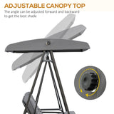 Outsunny 2 Seater Garden Swing Chair with Adjustable Tilting Canopy, Outdoor Hammock Bench with Steel Frame for Patio, Grey