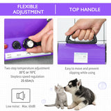 PawHut Dog Hair Dryer Pet Grooming Blaster Dryer Blower Adjustable Temperature Speed with 2.1M Flexible Hose 3 Nozzles - Purple