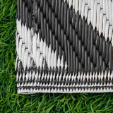 Outsunny 152 x 243 cm(5x 8ft) Outdoor Rug Reversible Mat Plastic Straw Rug Portable RV Camping Mat for Garden Deck Picnic Indoor, Black & White