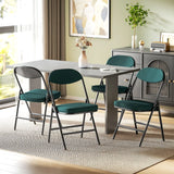 HOMCOM Set of Four Folding Corduroy Seat Chairs - Teal