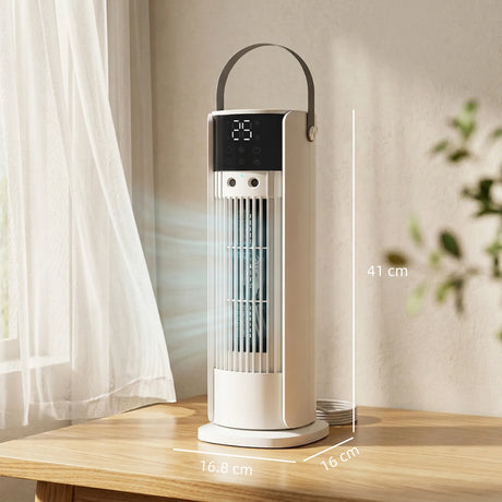 HOMCOM Tower Fan for Bedroom, 16 Inch Mist Desktop Fan with DC Motor, 3 Speeds, 90 Oscillation, 10H Timer, for Home Office