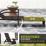Outsunny Reclining Rattan Lounger, with Extending Footrest - Brown