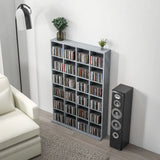 HOMCOM CD Storage Unit with Adjustable Shelves, 89 x 130.5 cm, Cement Grey
