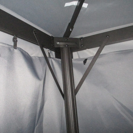 Outsunny 3 x 4m Aluminium Garden Gazebo, Marquee Canopy Shelter Pavilion Party Tent with Nets and Curtains for Garden and Deck, Dark Grey
