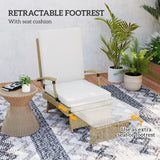 Outsunny 80 Reclining Rattan Lounger - White/Beige