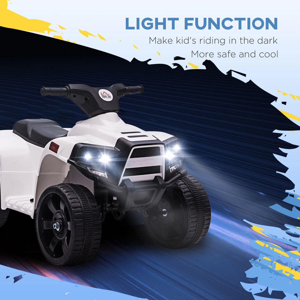 HOMCOM 6V Kids Electric Ride on Car, ATV Toy, Quad Bike with Headlights, Horn, for Toddlers 18-36 Months White