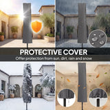 Outsunny 3 m Cantilever Parasol with Solar LED Lights Garden Umbrella with Cross Base, Light Grey
