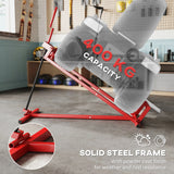 HOMCOM 400 kg Foldable Ride-On Mower Jack Lift, Adjustable Steel Lifting Device, for Lawn Mower, ATV, Red