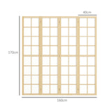 HOMCOM 4 Panel Folding Room Divider, Freestanding Room Separator, Indoor Privacy Screen for Living Room, Bedroom, 160 x 170cm