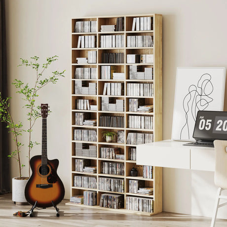 HOMCOM CD Storage Unit with Adjustable Shelves, 102 x 195 cm, Oak Tone