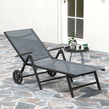 Outsunny Five-Position Reclining Sun Lounger - Grey
