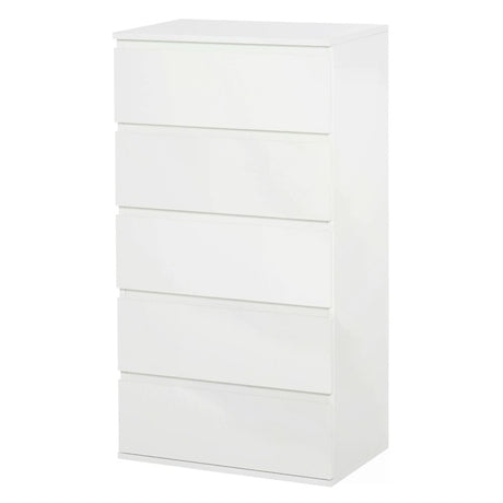 HOMCOM Chest of Drawers, 5 Drawers Storage Cabinet Floor Tower Cupboard for Bedroom Living Room, White