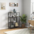 HOMCOM 4-Tier Bookshelf with Open Shelves - Charcoal Grey