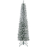 HOMCOM 7ft Artificial Snowy Pencil Christmas Tree - White