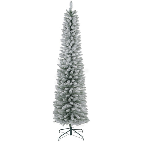 HOMCOM 7ft Artificial Snowy Pencil Christmas Tree - White