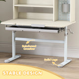 AIYAPLAY Kids Desk Height Adjustable with Tilt-Desktop, Hutch, Drawer, Storage Shelf, Pegboard, for 3-12 Years Old, Natural
